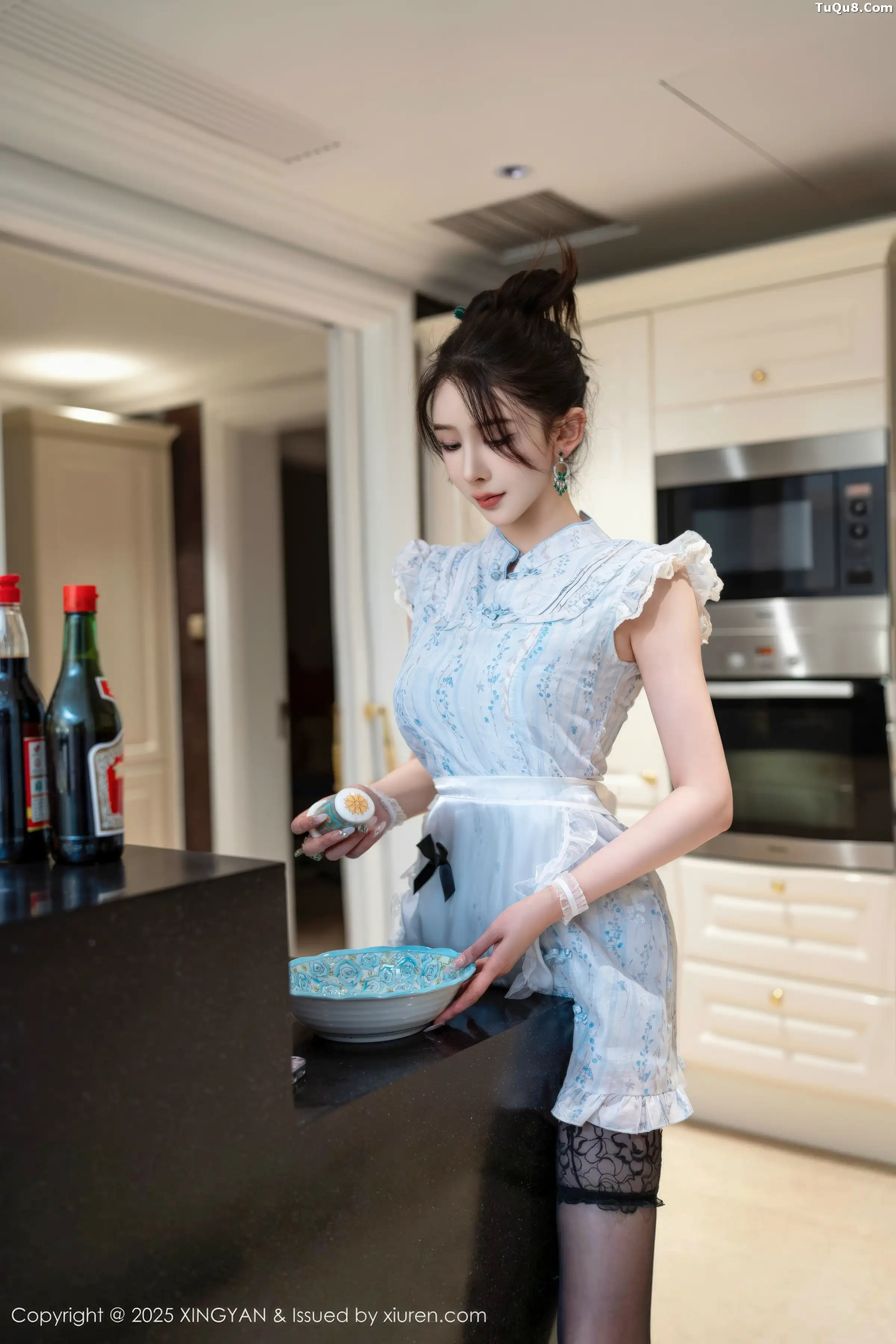 秀人集.com_[XINGYAN星颜社]VOL.444_女神李丽莎性感蓝色情趣女仆装配黑丝吊袜秀丰满身材诱惑写真72P