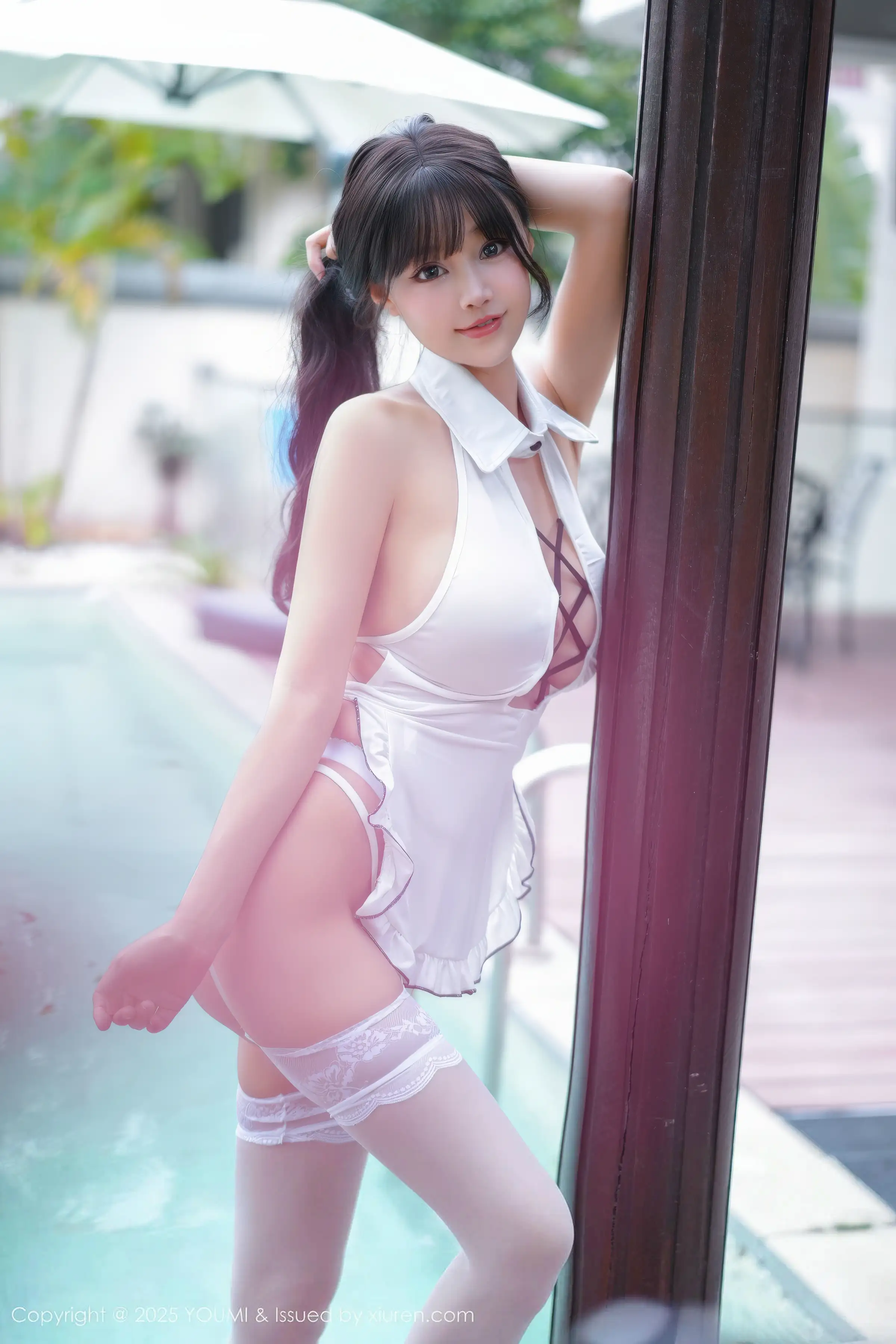 秀人集.com_[YouMi尤蜜荟]Vol.1190_女神心上可Flora性感白色情趣服饰配白丝吊袜秀丰满身材诱惑写真75P