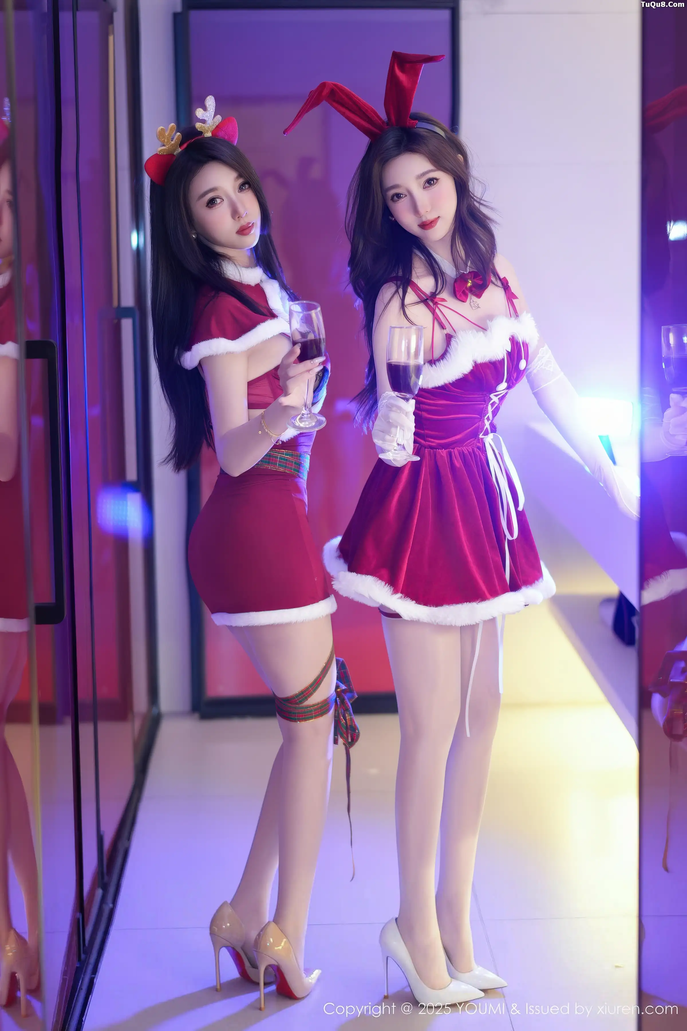 秀人集.com_[YouMi尤蜜荟]Vol.1192_模特合集双胞胎美女Twins-桃之夭夭性感圣诞女郎服饰撩人诱惑写真77P